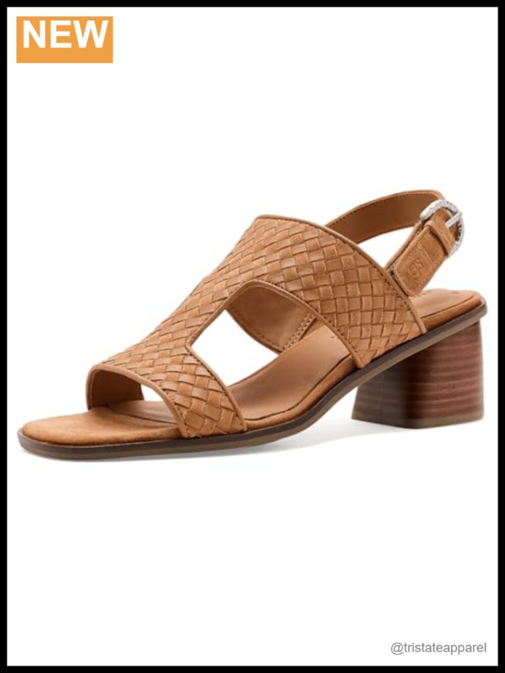 Leather Open Toe Block Heel Ankle Strap Sandals